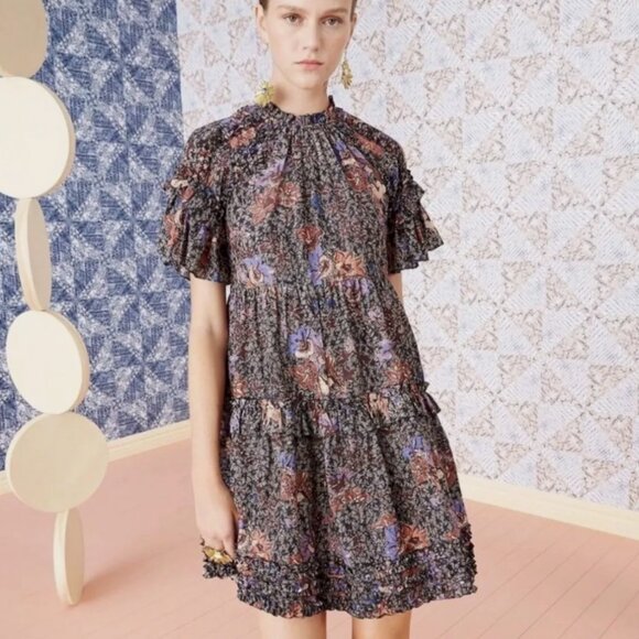 Ulla Johnson Delia Midi Dress – Size 2 – Jet Sunburst Floral - Picture 2 of 6